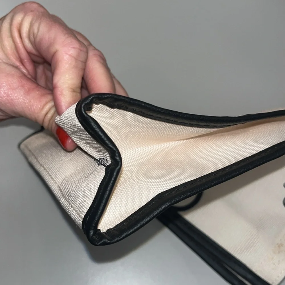 Shiseido small cream / black tote with handles, preowned